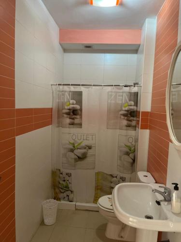 La salle de bains est pourvue d'une douche, de toilettes et d'un lavabo. dans l'établissement Casona de flores ll, à Fuensalida