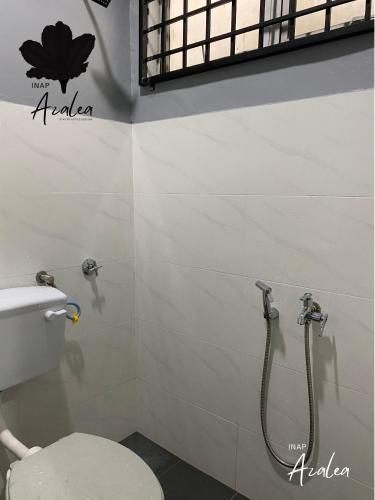 a bathroom with a shower and a toilet at Homestay Azalea in Cukai