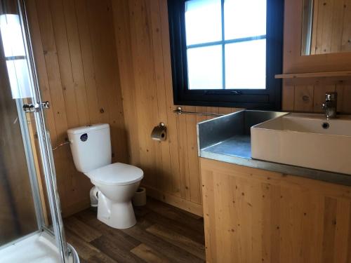 a bathroom with a toilet and a sink at Lodges du Ushuaïa Villages Camping les 4 Saisons in Grane