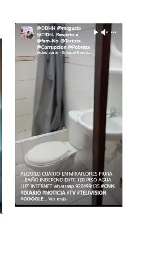 a picture of a bathroom with a toilet at HOTEL MABEL CALLE LOS ALMENDROS 145 MIRAFLORES PIURA in Piura