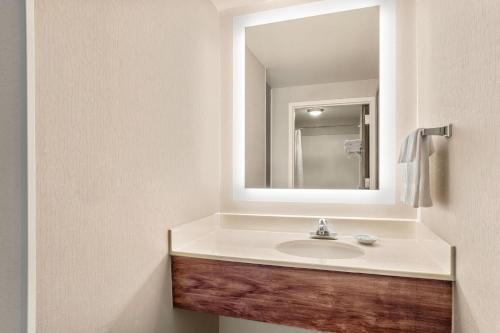 a bathroom with a sink and a mirror at SpringHill Suites Boston Andover in Andover