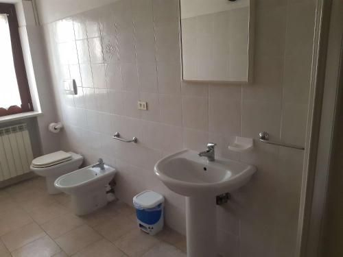 a bathroom with a sink and a toilet at Agriturismo Andreis Alloggi in Illasi