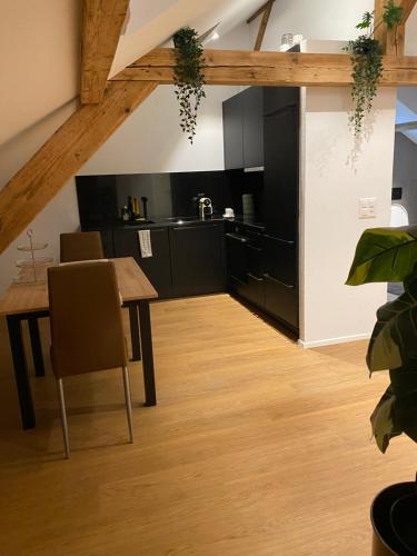 Dapur atau dapur kecil di Eine schöne Wohnung an der Birs