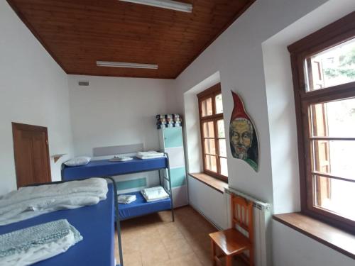 a dorm room with a bed and a window at Alojamiento covadonga in La Riera
