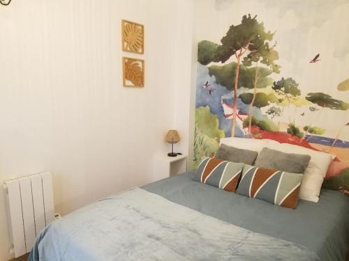 Posteľ alebo postele v izbe v ubytovaní 2 pièces cosy neuf patio proche mer - Nice