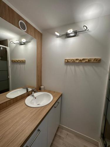 A bathroom at Appartement 25 m2 plein sud avec balcon vue montagne l Alpe d Huez quartier Eclose