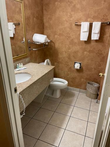 a bathroom with a sink and a toilet and towels at Quality Inn & Suites in Somerset