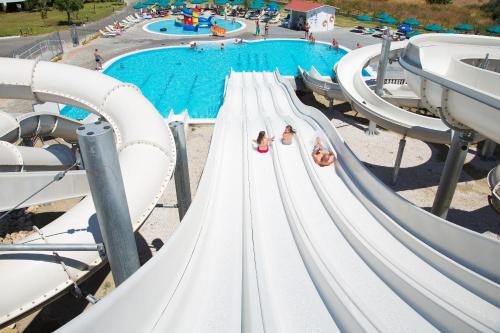 an aerial view of a water slide at an amusement park at Cyprotel Faliraki in Faliraki