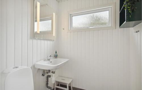 een witte badkamer met een wastafel en een toilet bij Awesome Home In Fars With Sauna in Farsø