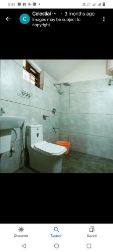 a bathroom with a toilet and a glass shower at Celestial Homestay in Wayanad