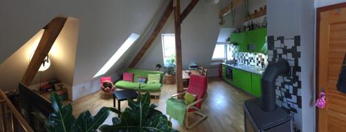 Double storey loft in family vila near Prague city center