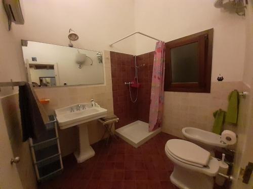 a bathroom with a toilet and a sink and a shower at Casetta Miracoli Salento in Tuglie