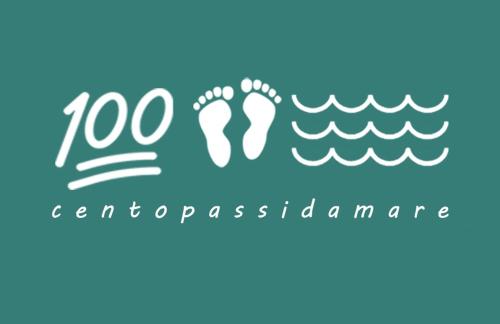 a logo for a swimming pool with footprints in the water at Centopassidamare in Formia