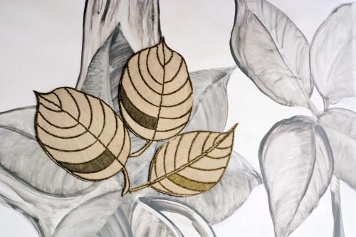 a drawing of leaves in a glass vase at Arvo Hotel Boutique in Trujillo