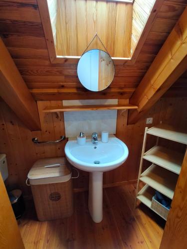 Koupelna v ubytování Gite Le Chalet SaintAnthème / Prabouré