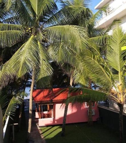 インドゥルワにあるBlue Ocean Residenceのヤシの木が2本立つ家