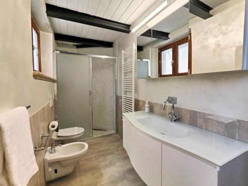 a bathroom with a sink and a toilet at La mia limonaia sui colli, garden, parking, fit for bike ! in Florence