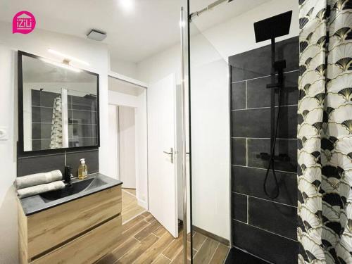 une salle de bain avec un lavabo et une douche dans l'établissement La Brèche Niortaise by CozyLife - Centre Ville- Gare, à Niort