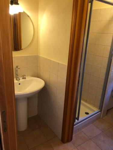 a bathroom with a sink and a shower at Planavilla in Doues