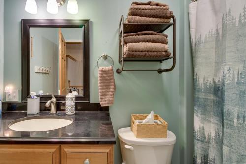 A bathroom at White Swan Lake Home with Decks and Private Beach!