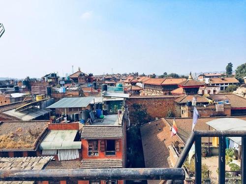 an overhead view of a city with buildings at Annapurna Guest House and Rooftop Restaurant in Bhaktapur