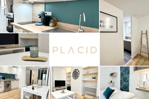 un collage de photos d'une cuisine et d'un salon dans l'établissement Le Molière - Hyper Centre - Spacieux - Lumineux, à Mont-de-Marsan