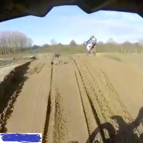 a person riding a dirt bike in the sand at Casa Vacanze a 500mt dall'Autodromo Motodromo con parcheggio privato in Ottobiano