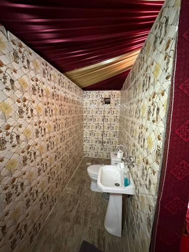 a bathroom with a sink and a toilet at Serenity Camp in Wadi Rum