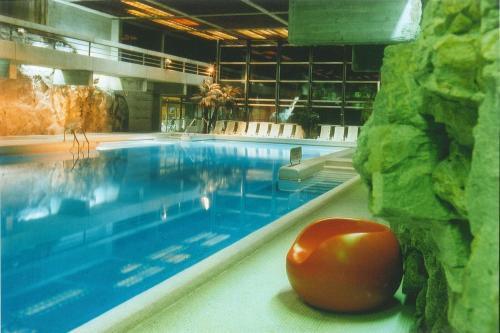 a large swimming pool with a red ball in it at Haus Burgman Bad Gastein - appartement met 4 slaapkamers in Bad Gastein