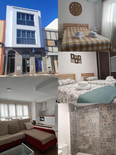 a collage of four pictures of a bedroom and a living room at EL INGENIO in Ingenio