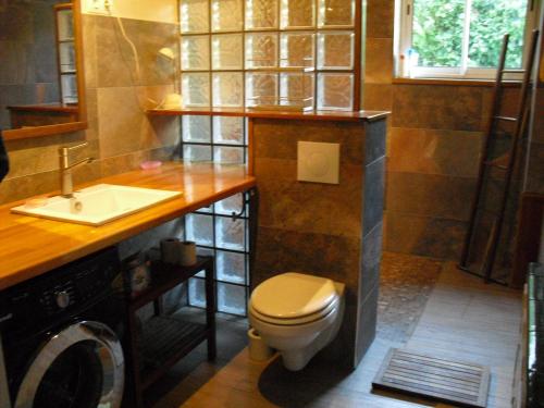 博姆雷達姆的住宿－la quatorze，一间带卫生间和水槽的浴室