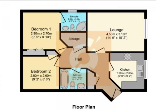 a floor plan of a house at 5 minutes to Glasgow airport in Paisley