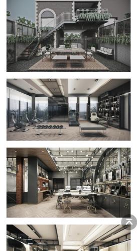 two different views of a building with a library at ARCO HOME OFFICE in Ban O Pao
