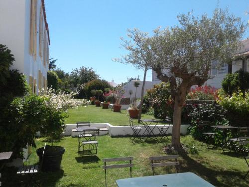ユー島にあるHôtel L'Escale à l'ile d'Yeuの木の庭