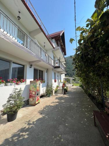 a person is standing outside of a building at Casa Giulia in Băile Herculane