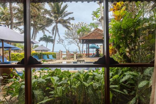 a view from the window of a resort at Nusa Indah Candidasa in Candidasa