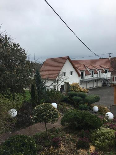 a house with a garden in front of it at Au parfum des roses in Gunstett