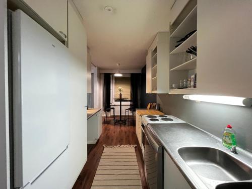 una cucina con lavandino e piano di lavoro di Oku Asunto - Jokipohja a Outokumpu