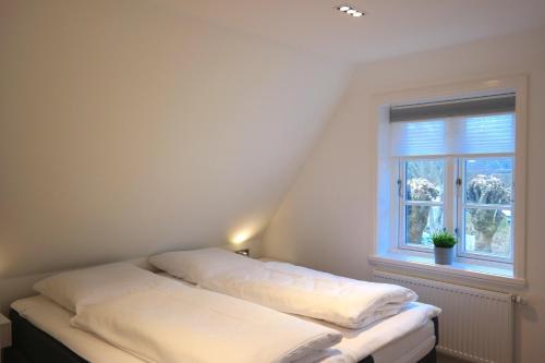 een bed in een kamer met een raam bij Haus Boldix Whg 1 Aruba in Boldixum