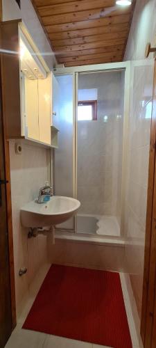 ein Badezimmer mit einem Waschbecken und einer Badewanne in der Unterkunft Apartment Next to the sea in Jelsa