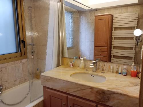 ein Badezimmer mit einem Waschbecken, einer Dusche und einer Badewanne in der Unterkunft Résidence de Croisset in Grasse