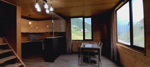 Kuchyň nebo kuchyňský kout v ubytování Alpine night ალპური ღამე