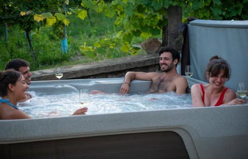 un grupo de personas en una bañera de hidromasaje en Káli Panorama Resort en Mindszentkálla