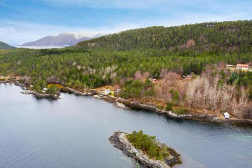 an aerial view of a large body of water at Fjord peace in Skodje