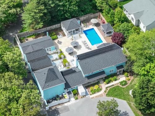 an overhead view of a house with a swimming pool at Mar Bella Boutique Hotel in Rehoboth Beach