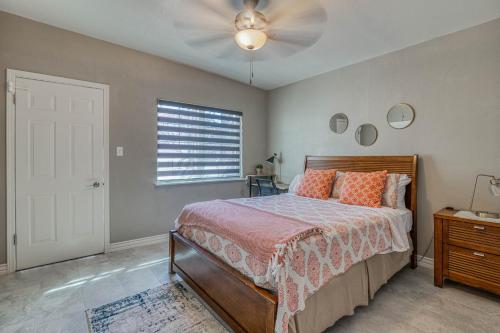 a bedroom with a bed and a ceiling fan at Close to Everything Cozy Duplex B in Downtown, UTEP, Hospitals in El Paso