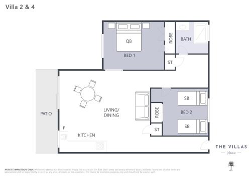 a floor plan of a tiny house at The Villa's Mooloolaba in Mooloolaba