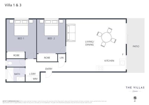a floor plan of the v villas at The Villa's Mooloolaba in Mooloolaba