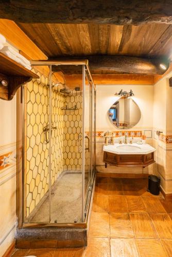 a bathroom with a shower and a sink at Castello di Limatola in Limatola
