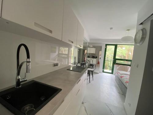 Kuchyň nebo kuchyňský kout v ubytování Mirror Apartment